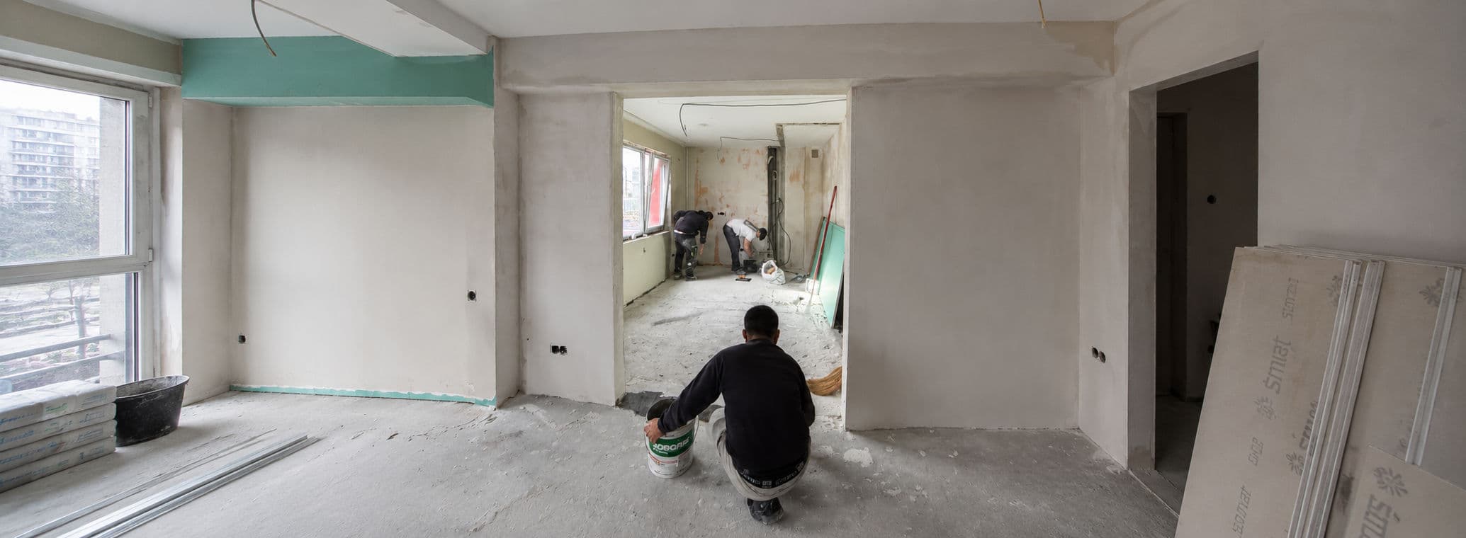 Renovare completă apartament în lucru, echipă KDMA