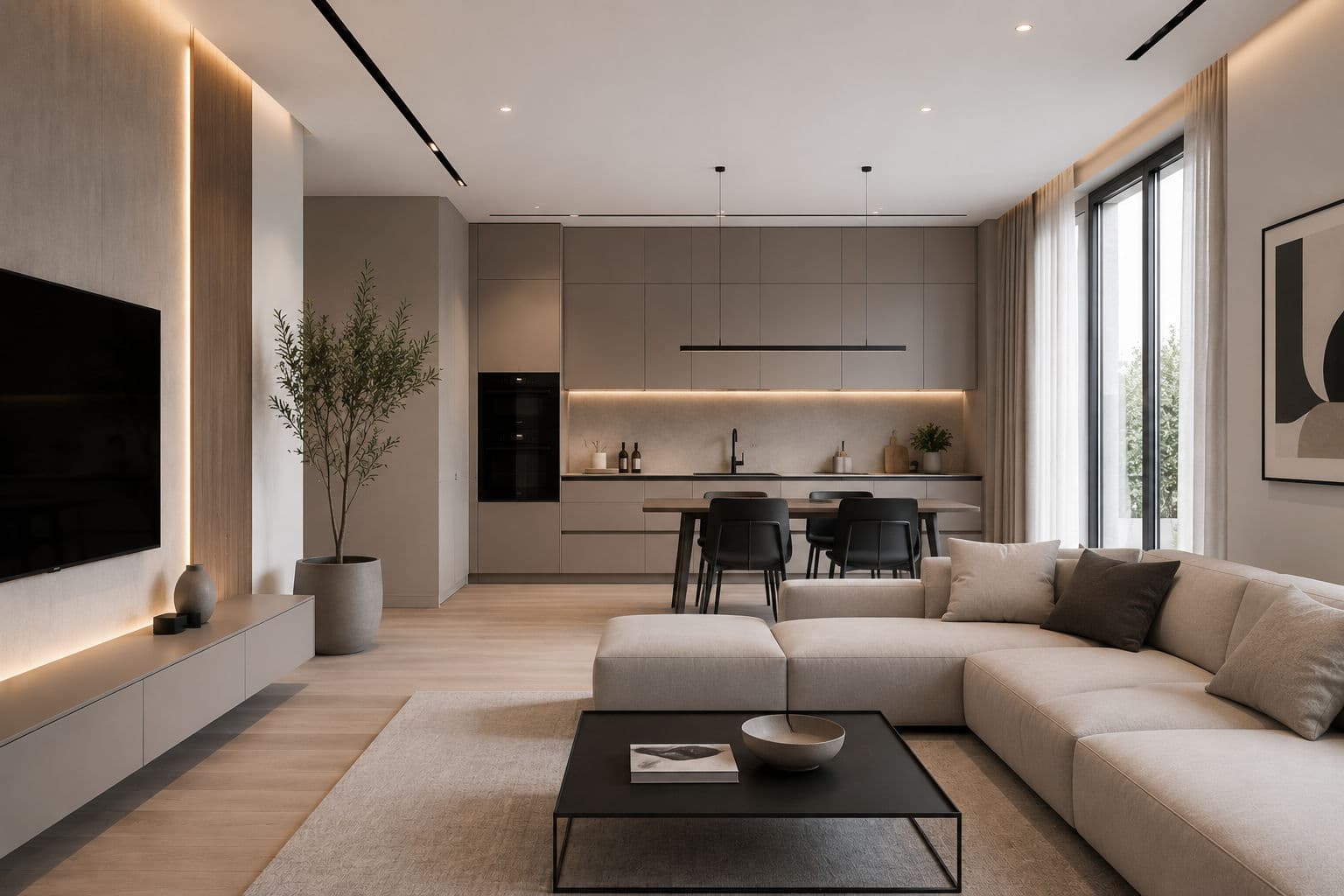 Interior minimalist contemporan proiectat de KDMA